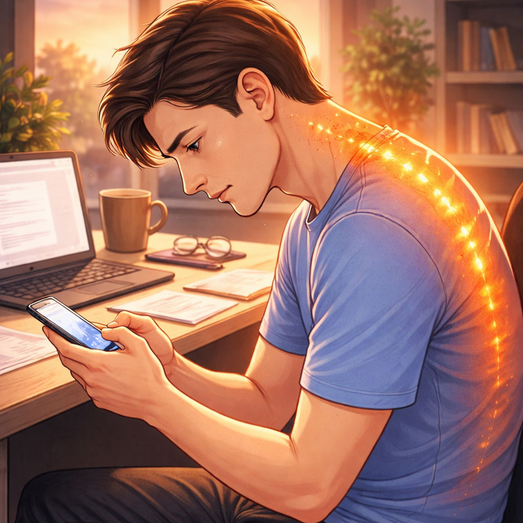 Poor posture while working or using mobile devices